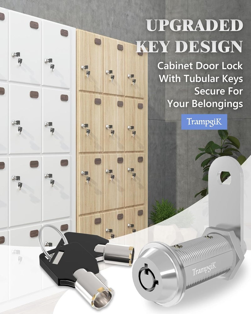 TrampgiK RV Storage Locks, 1 1/2” Camper Compartment Storage Door Locks with Keys, for RV Camper Travel Trailer,Drawer Cabinet Toolcart Storage, 1 1/2 Inch 5 Locks with 10 Keyed Alike, Chrome - Image 3